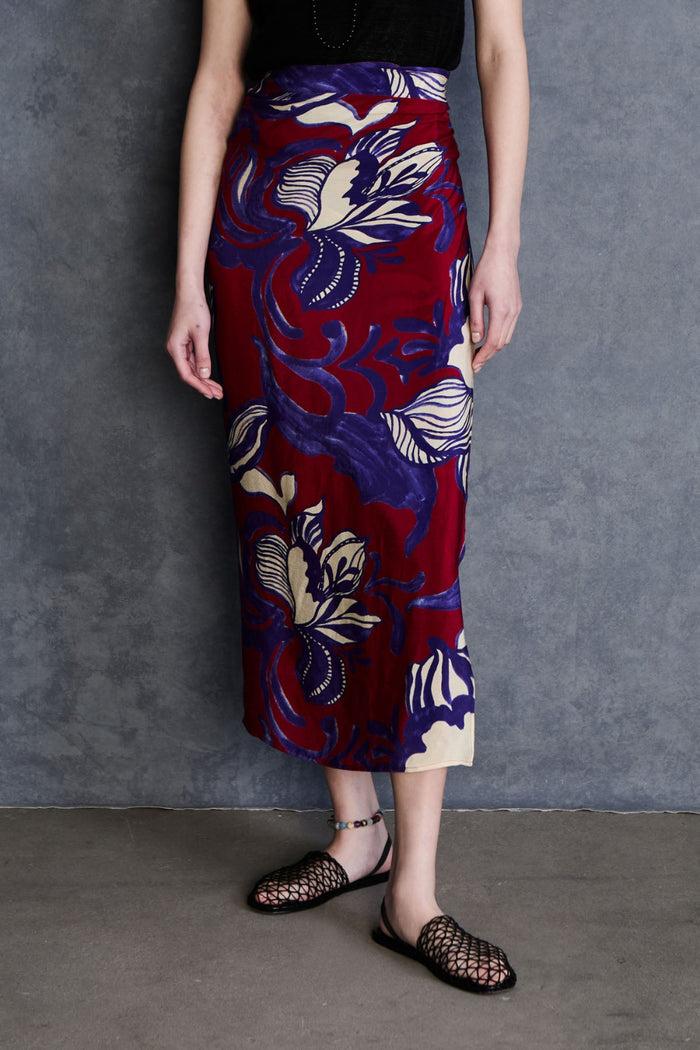 Chan Luu Hibiscus Silk Wrap Skirt Red RTW