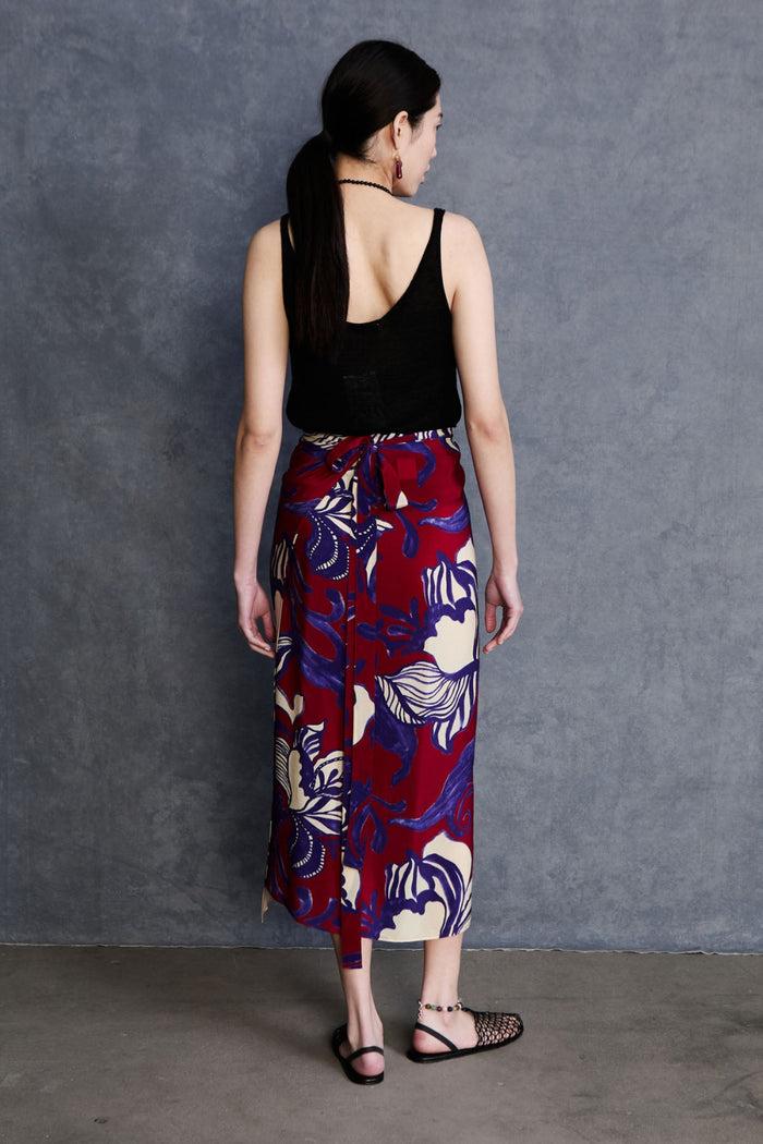 Chan Luu Hibiscus Silk Wrap Skirt Red RTW