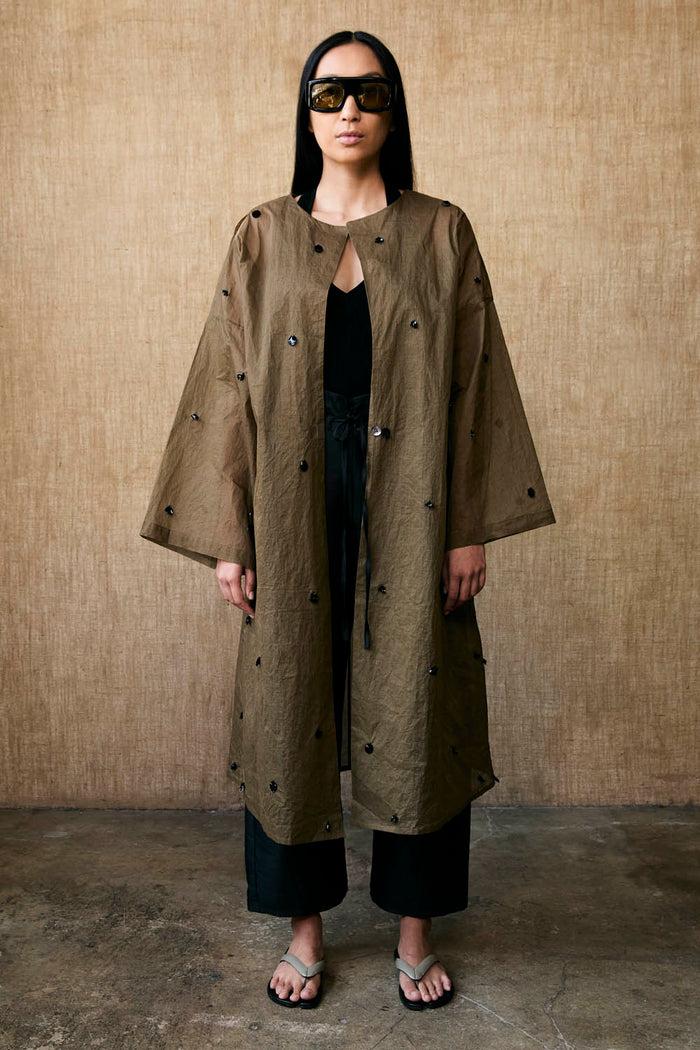 Chan Luu Inez Sequin Paper Trench Olive RTW