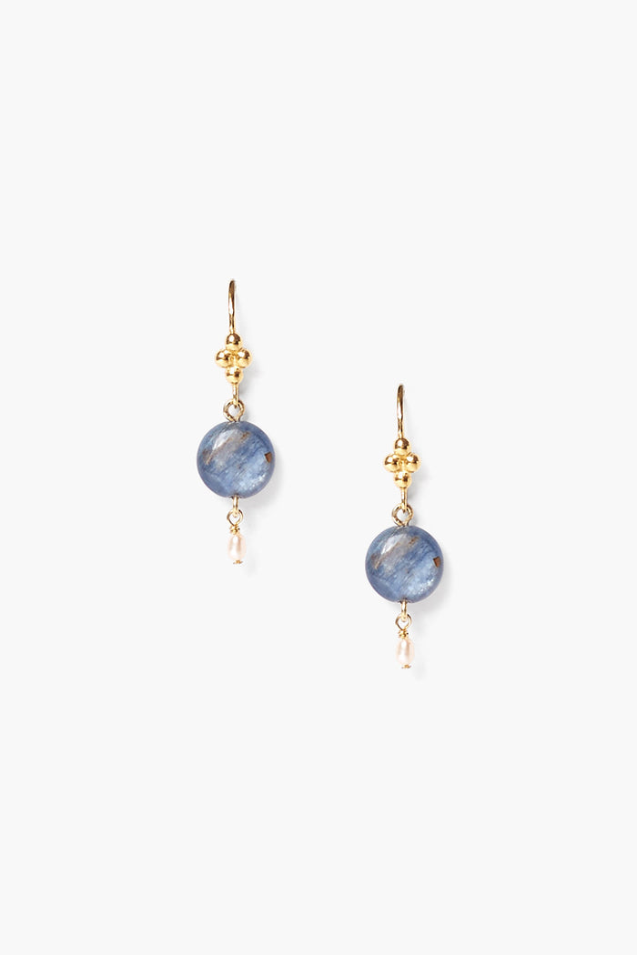 chan luu Kyanite and Pearl Drop Earrings Earrings