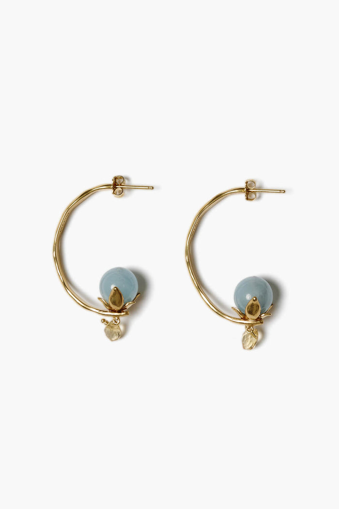 chan luu Lotus Hoop Earrings Aquamarine Earrings