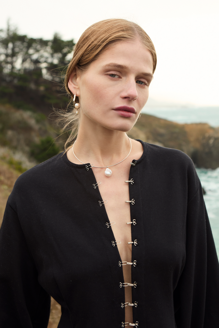 Chan Luu Lotus Hoop Earrings White Pearl Earrings