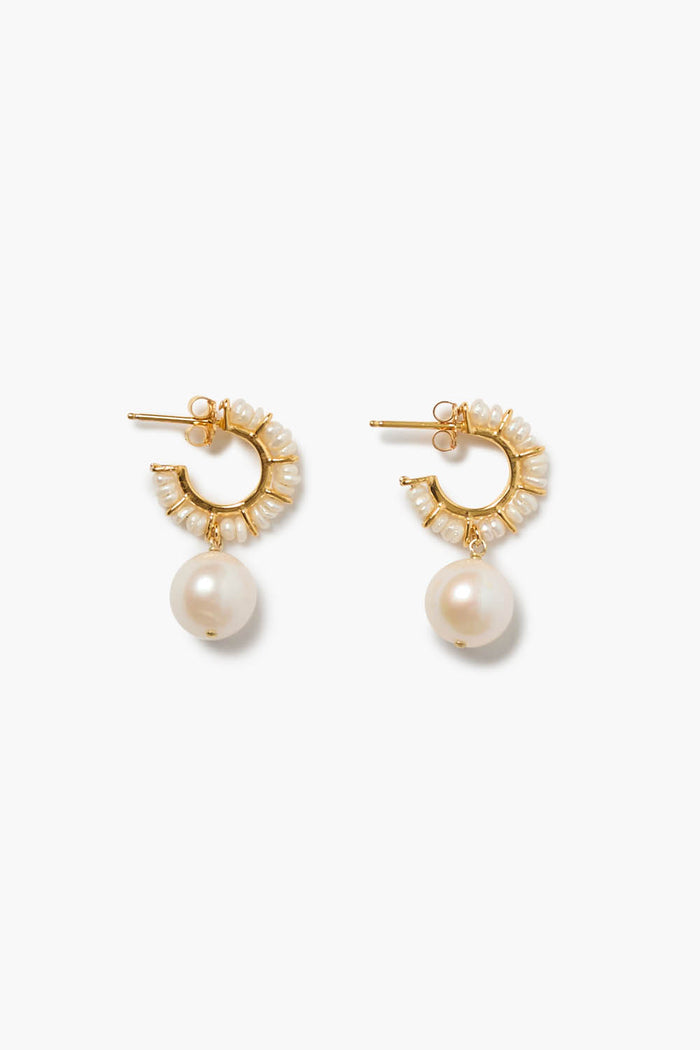 chan luu Maiden Hoop Earrings White Pearl Earrings