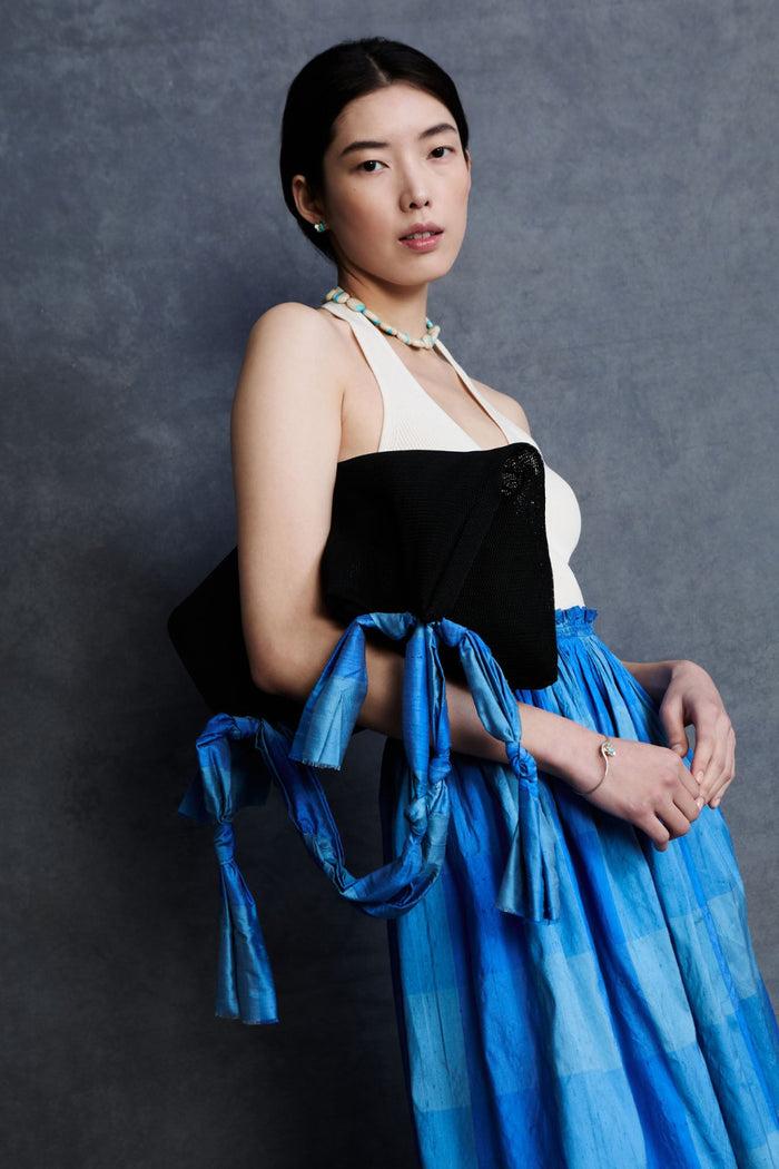 Chan Luu Mesh Net Tote Blue Check Accessories