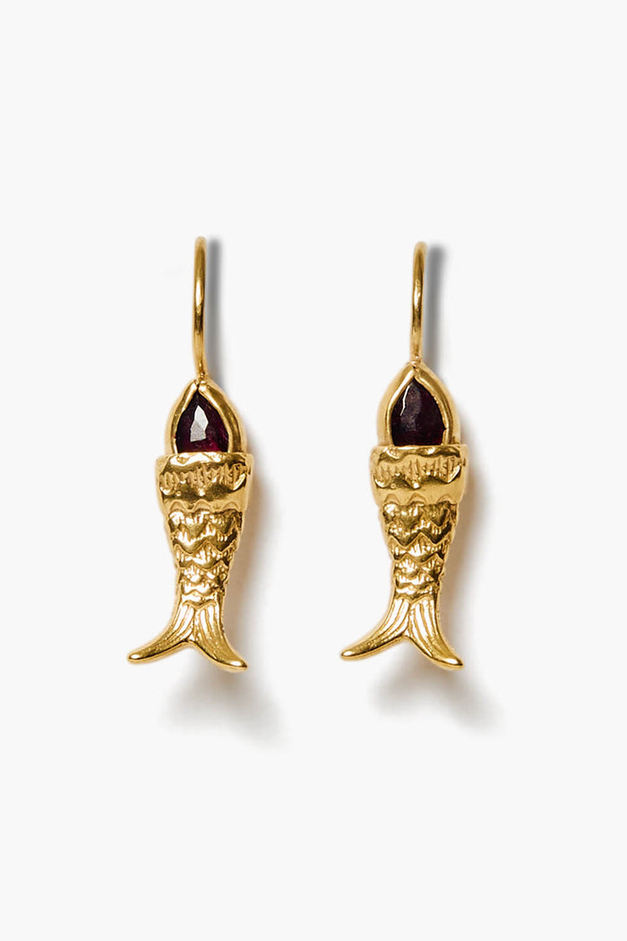 chan luu Mini Koi Earrings Garnet Earrings