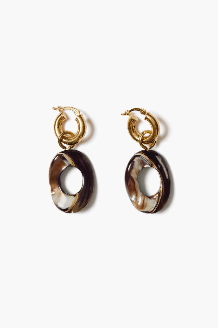 chan luu Oleander Hoop Earrings Brown MOP Earrings