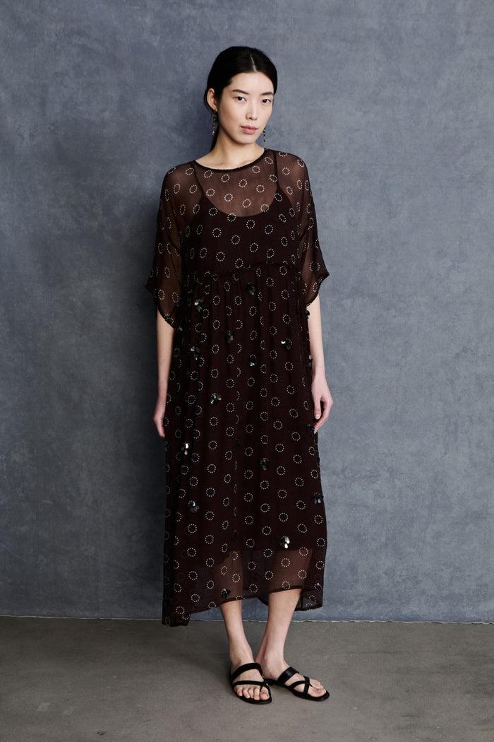 chan luu Olivia Silk Chiffon Dress Chocolate RTW