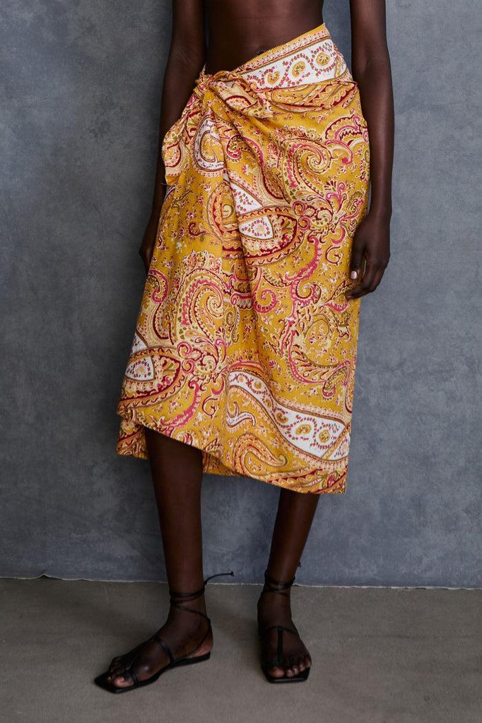 Chan Luu Paisley Printed Sarong Marigold RTW