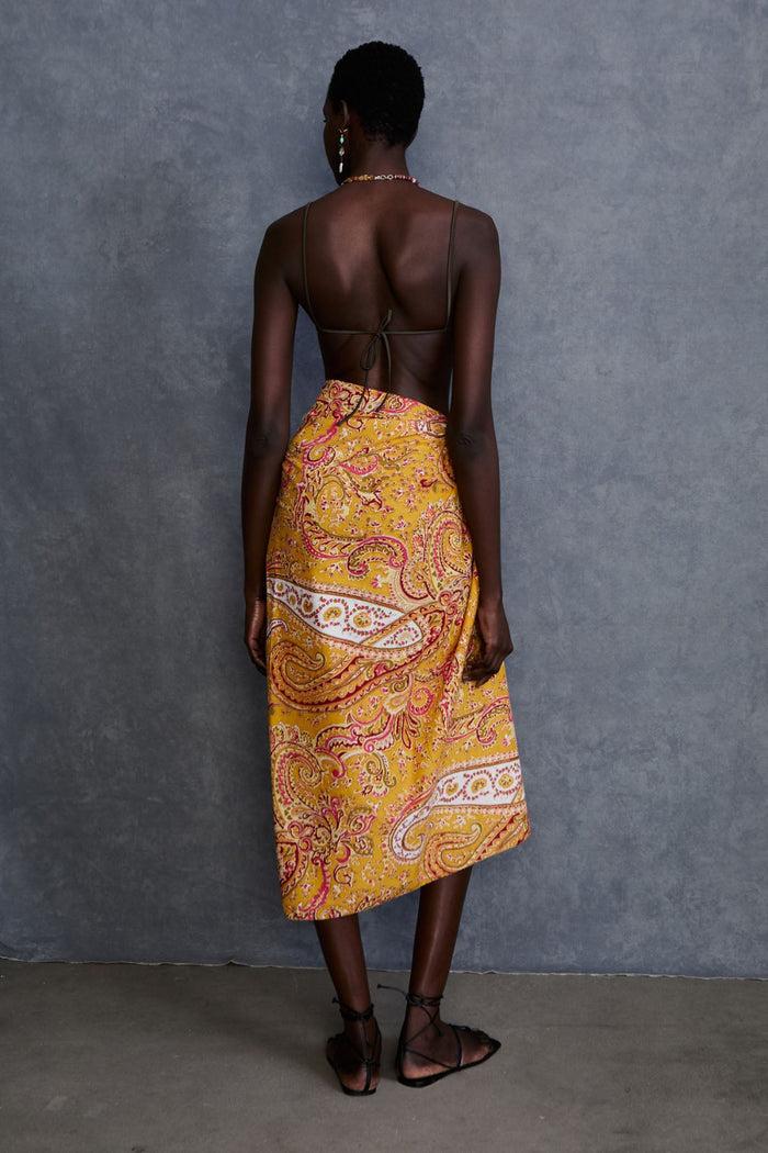 Chan Luu Paisley Printed Sarong Marigold RTW