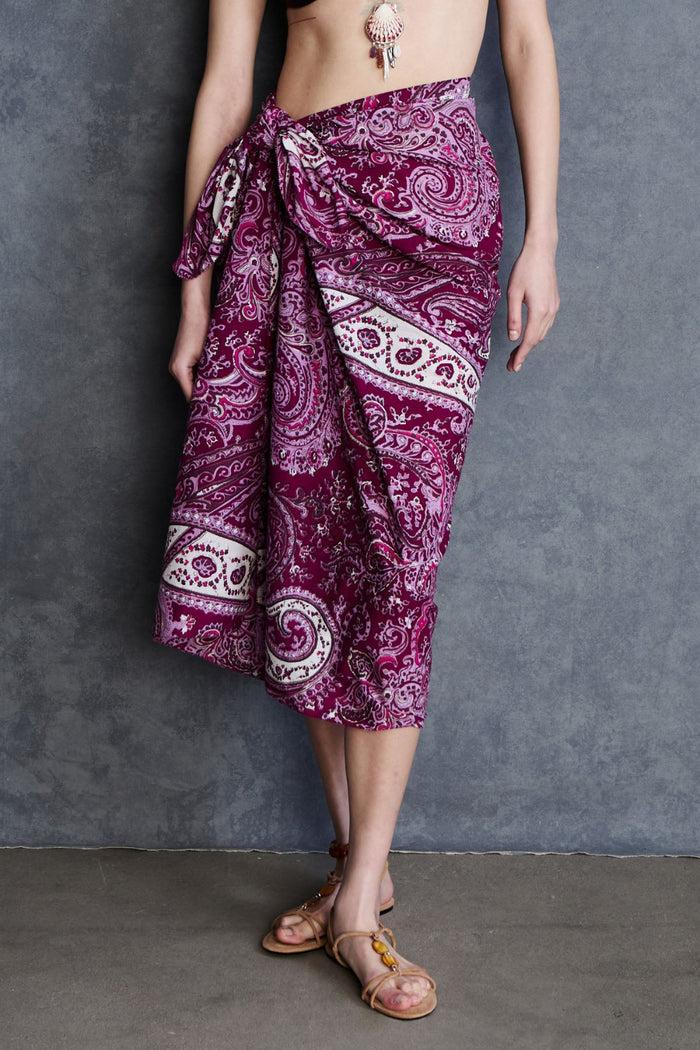 Chan Luu Paisley Printed Sarong Purple RTW