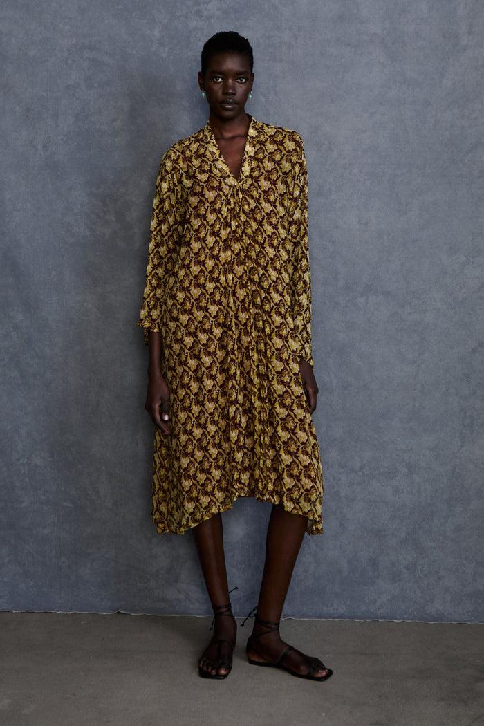 chan luu Renata Silk Chiffon Dress Cabernet RTW