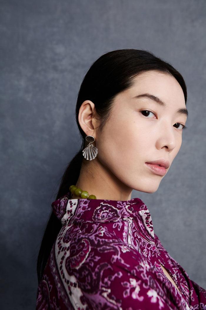 Chan Luu Scallop Earrings Clear Quartz Earrings