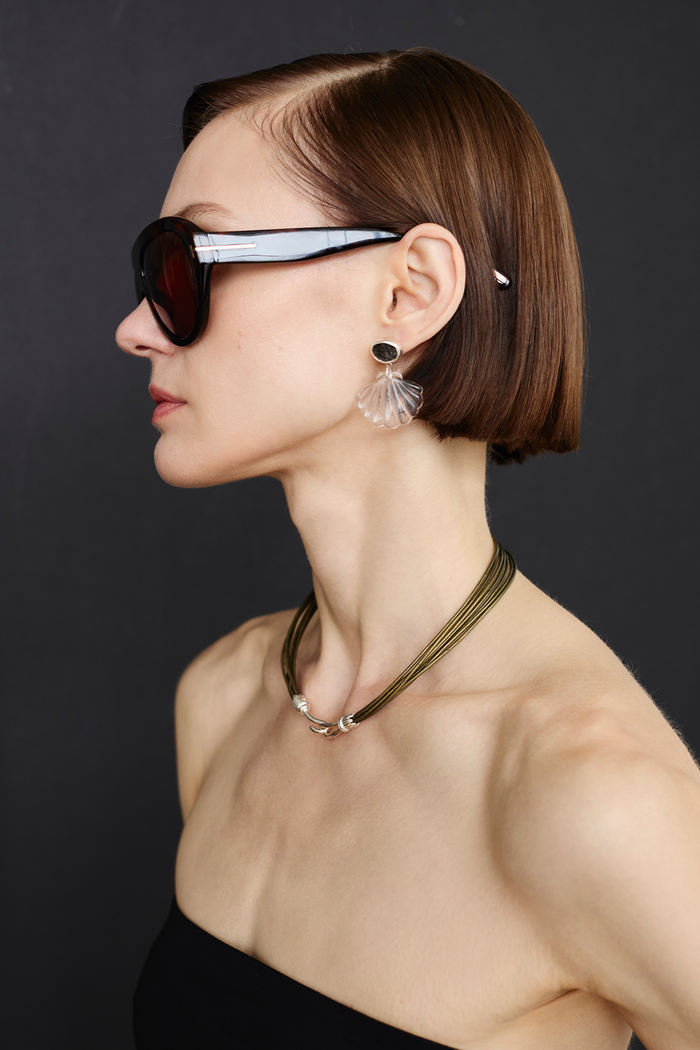 Chan Luu Scallop Earrings Clear Quartz Earrings