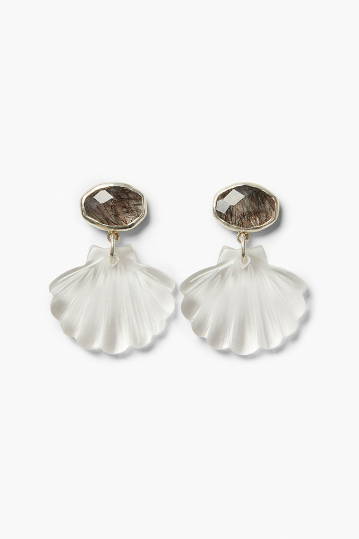 chan luu Scallop Earrings Clear Quartz Earrings