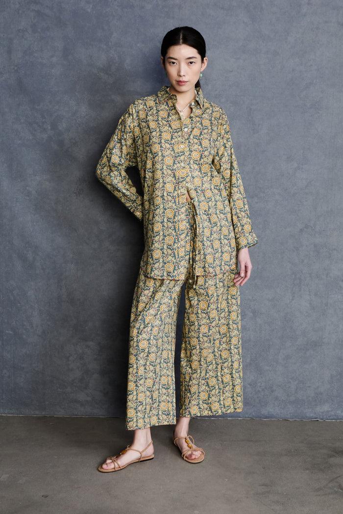 Chan Luu Sunflower Printed Set Steel Blue RTW