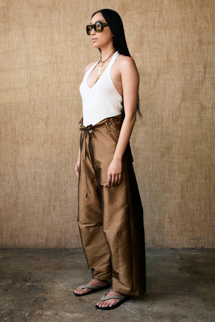 Chan Luu Techno Taffeta Barrel Pant Bronze RTW