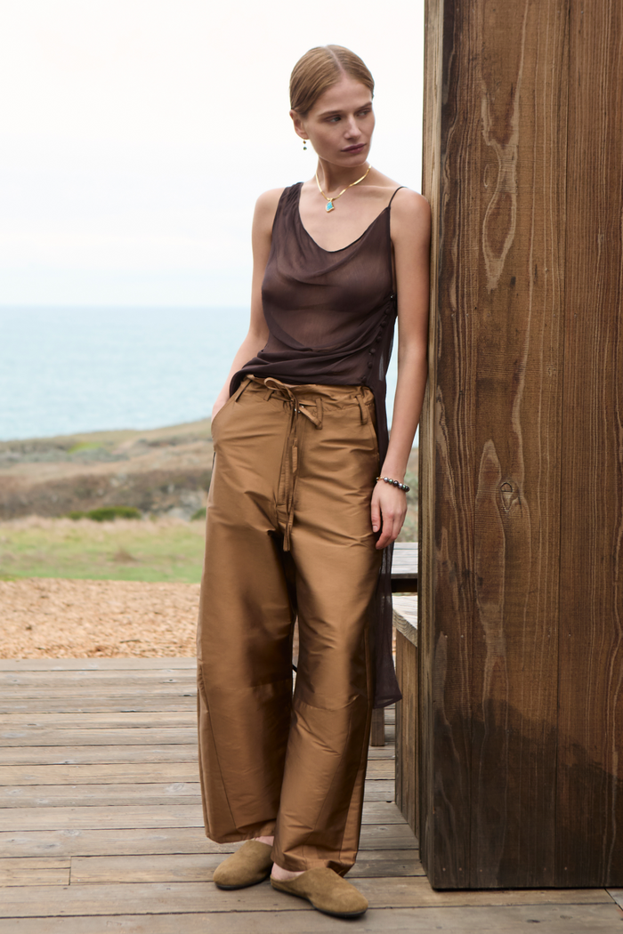 Chan Luu Techno Taffeta Barrel Pant Bronze RTW