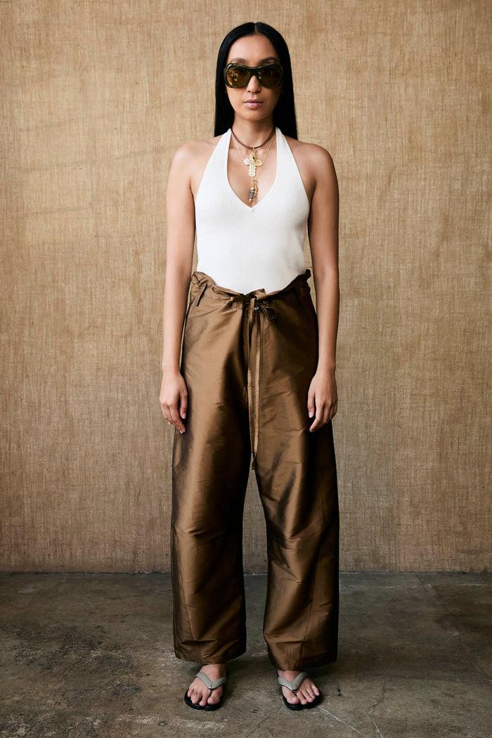 chan luu Techno Taffeta Barrel Pant Bronze RTW