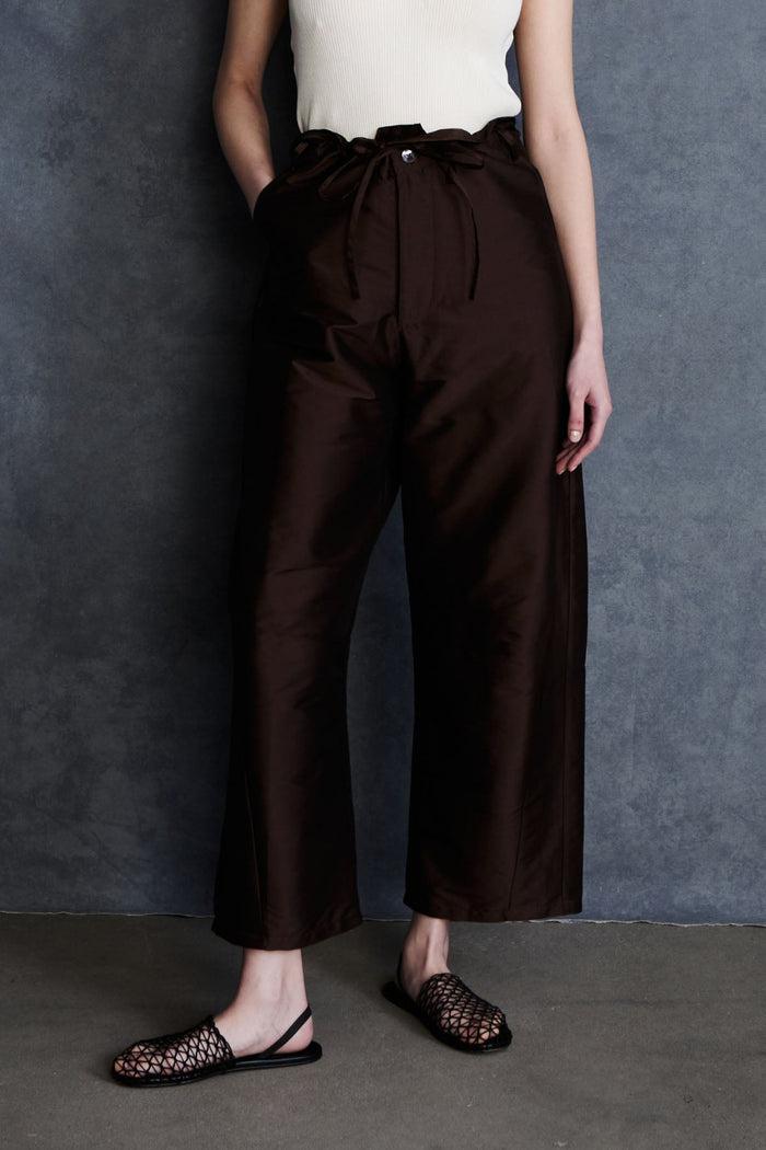 Chan Luu Techno Taffeta Barrel Pant Chocolate RTW
