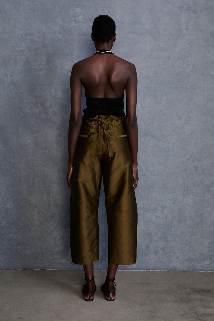 Chan Luu Techno Taffeta Barrel Pant Olive RTW