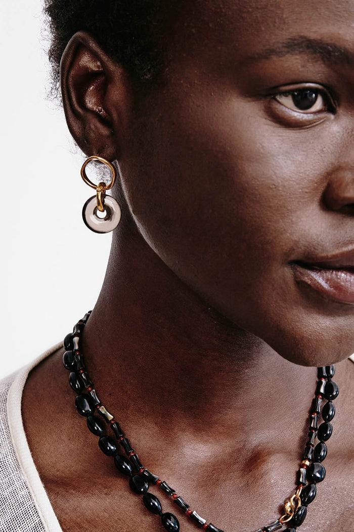 Chan Luu Tova Hoop Earrings Smoky Quartz Earrings