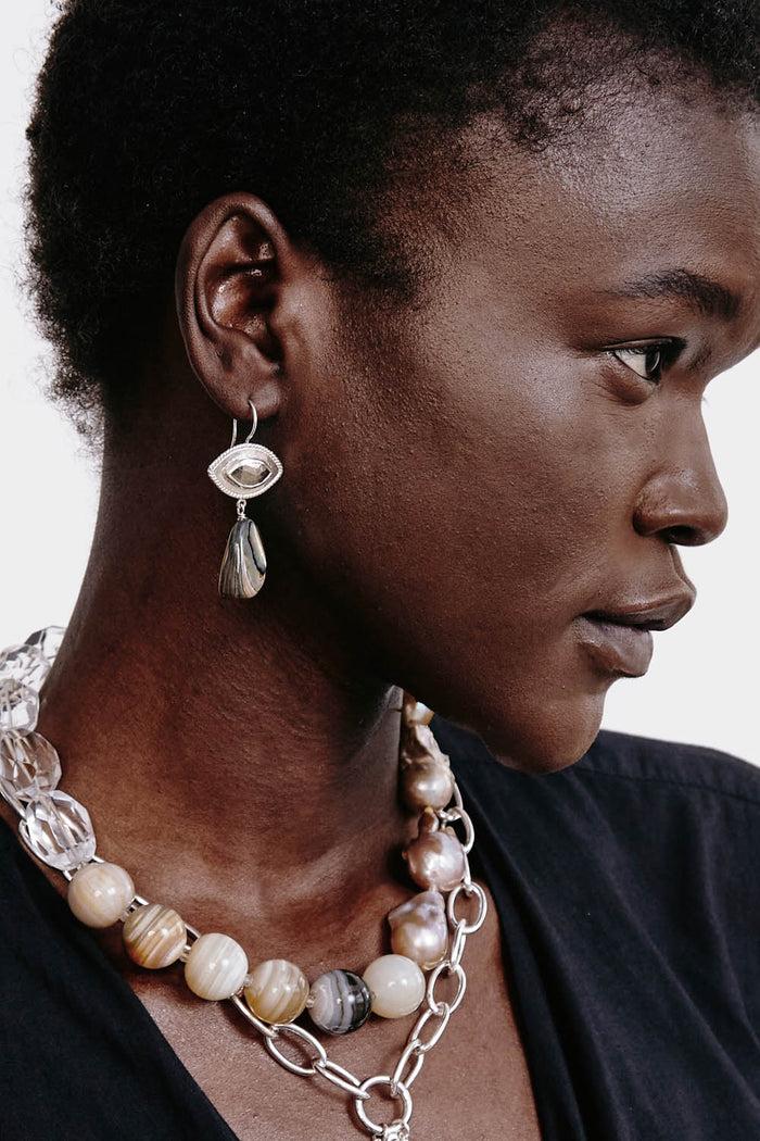 Chan Luu Twist Evil Eye Earrings Abalone Earrings