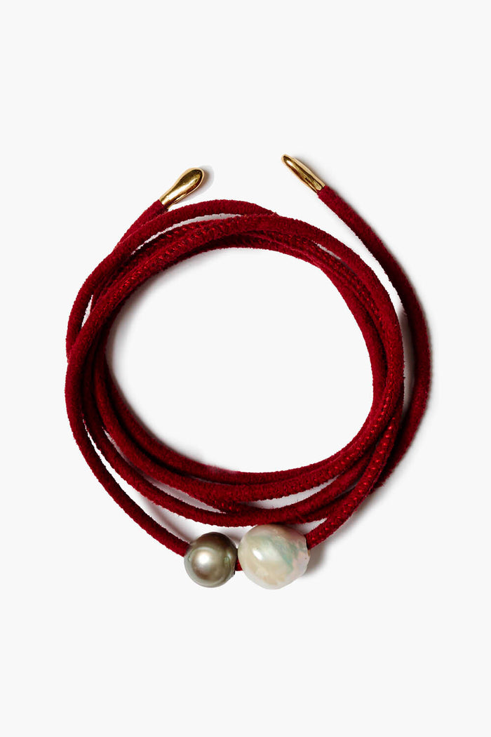 chan luu Vanya Leather Wrap Bracelet Red Bracelets