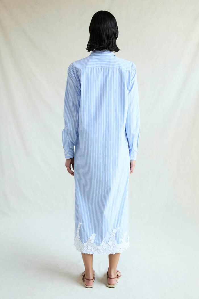 Chan Luu Wave Shirt Dress Blue Stripe RTW