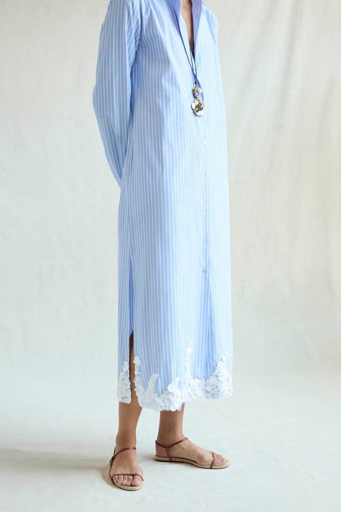 Chan Luu Wave Shirt Dress Blue Stripe RTW