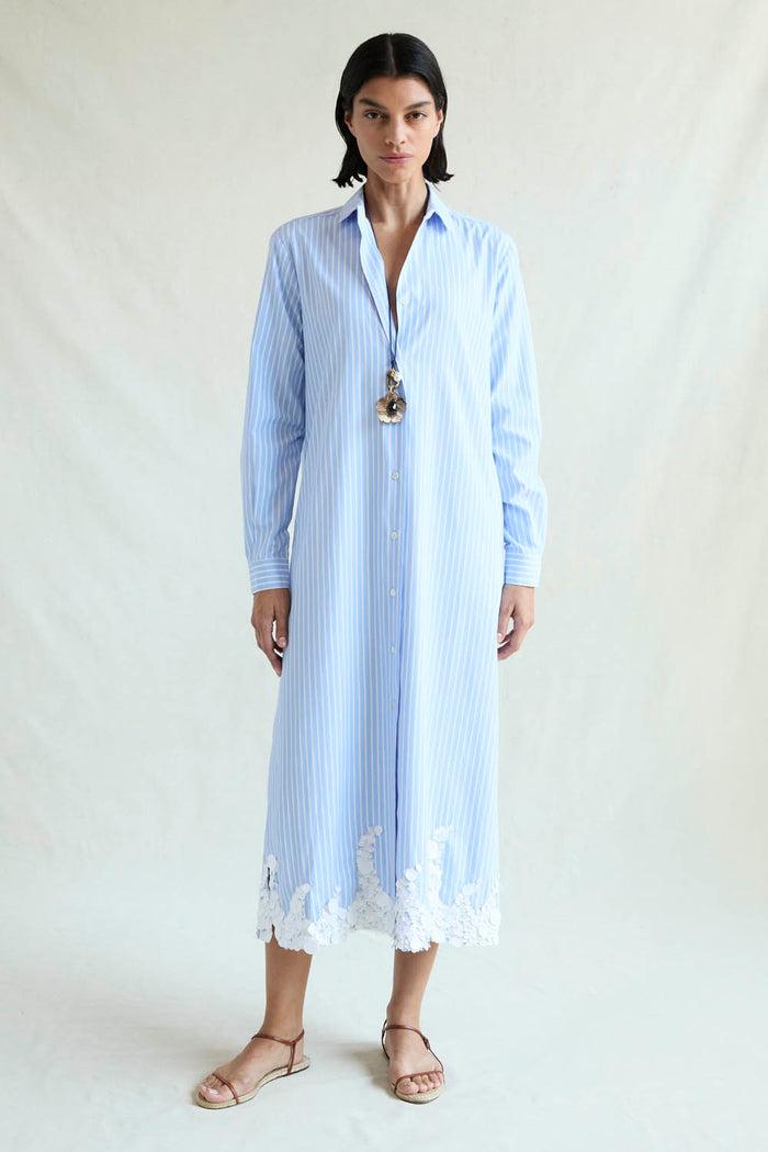 chan luu Wave Shirt Dress Blue Stripe RTW