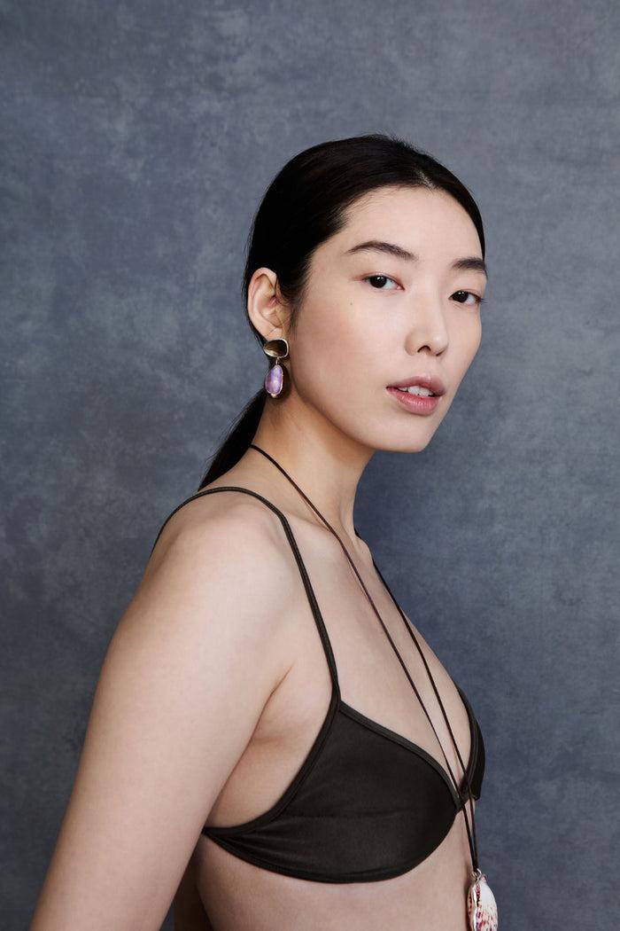 Chan Luu Cowrie Drop Earrings Smoky Quartz Earrings