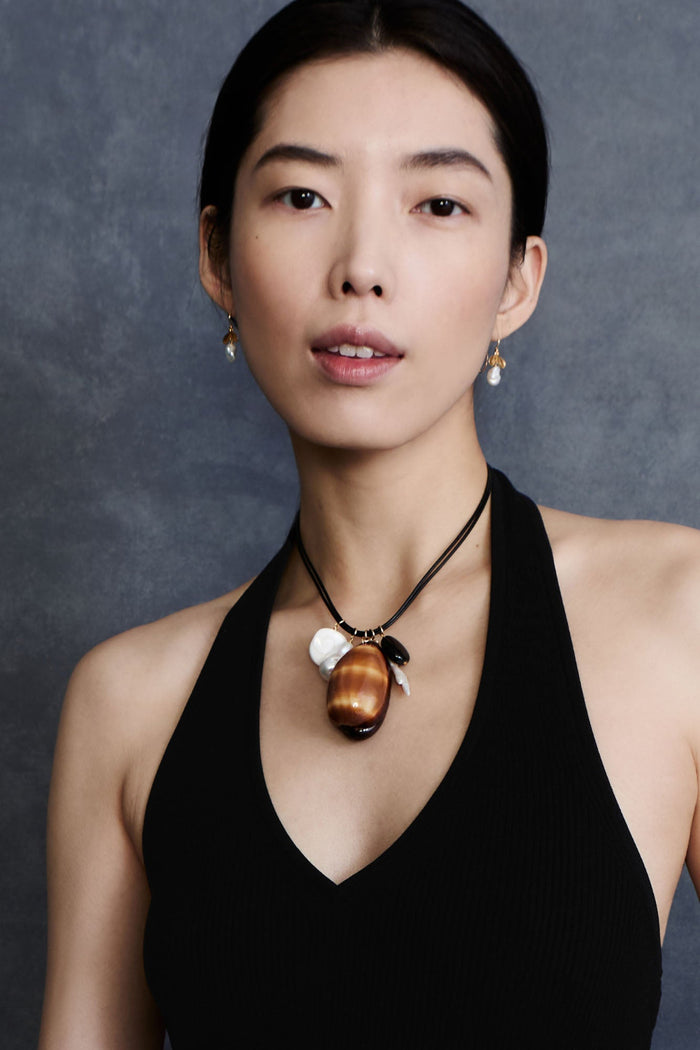 Chan Luu Cowrie Leather Charm Necklace Multi Necklaces