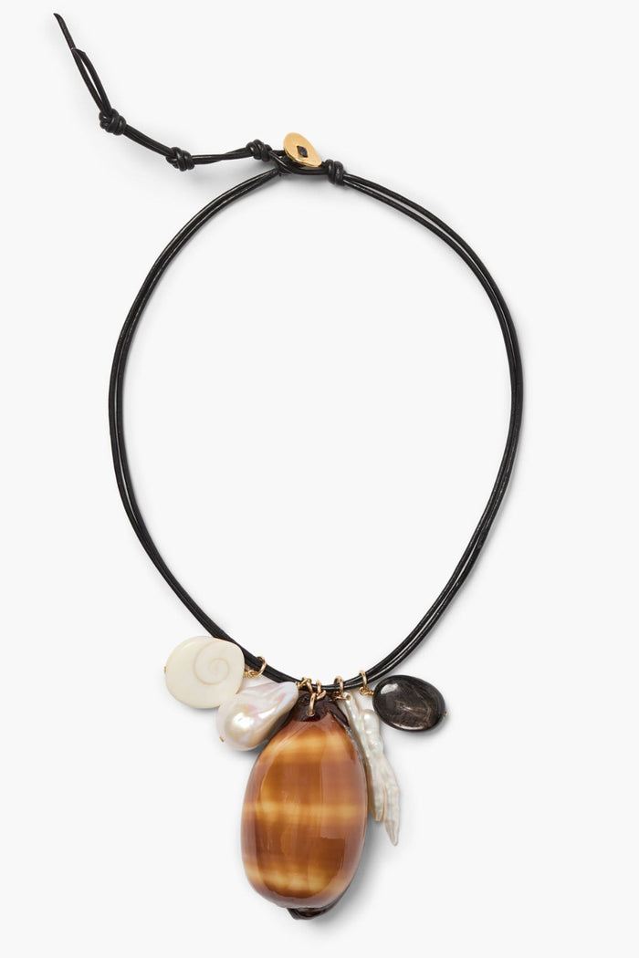 chan luu Cowrie Leather Charm Necklace Multi Necklaces