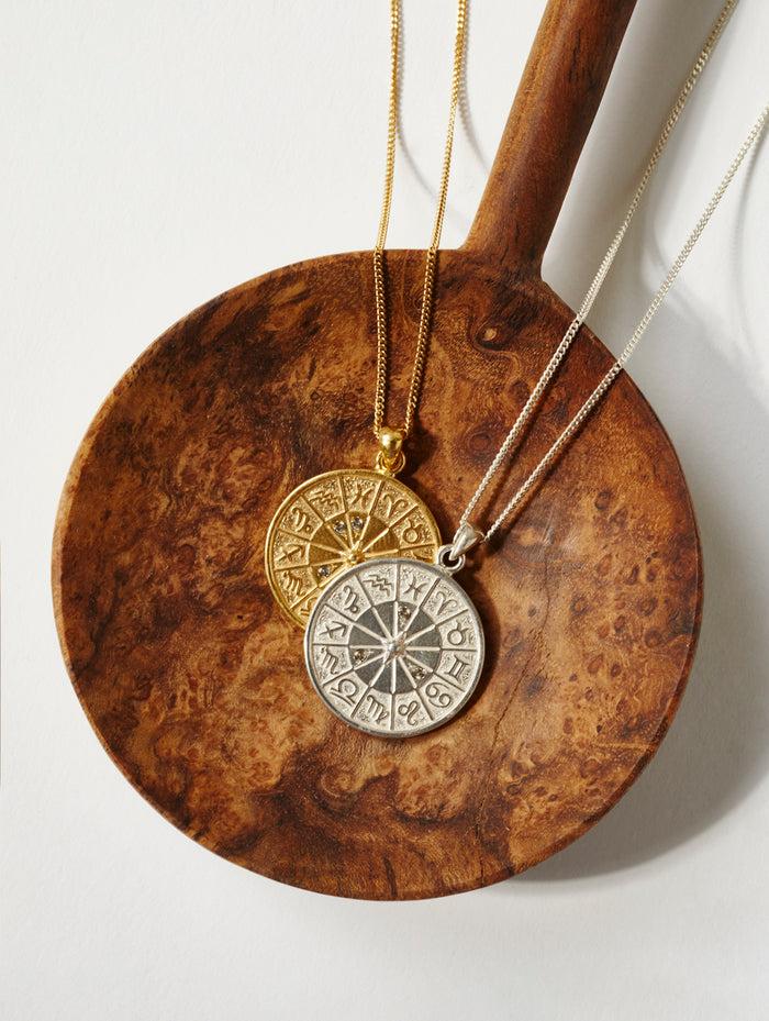 Chan Luu Custom Diamond Zodiac Coin Necklace Silver Necklaces