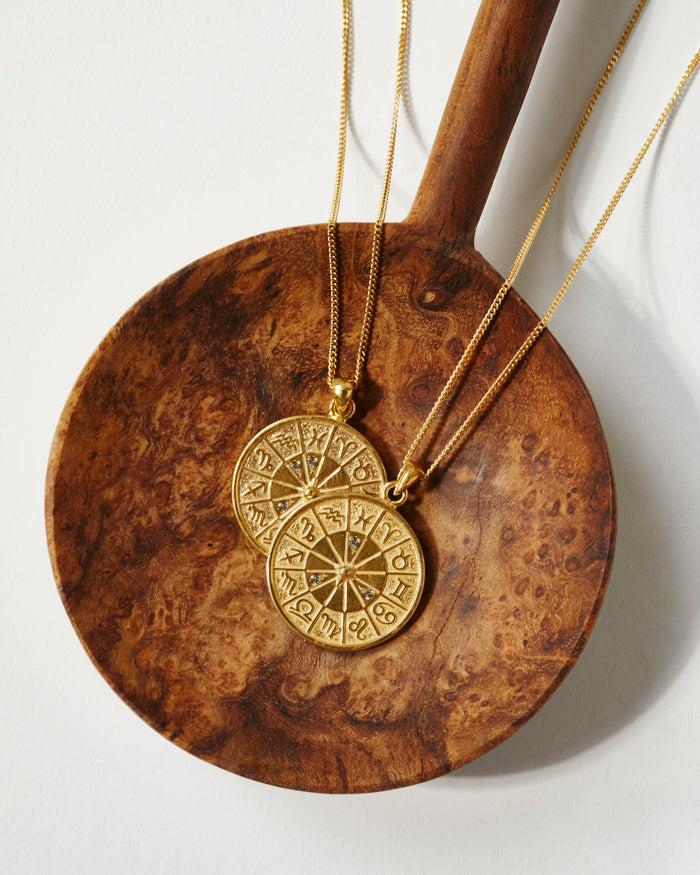 Chan Luu Custom Diamond Zodiac Coin Necklace Yellow Gold Necklaces