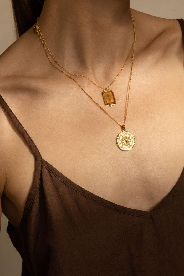 Chan Luu Custom Diamond Zodiac Coin Necklace Yellow Gold Necklaces