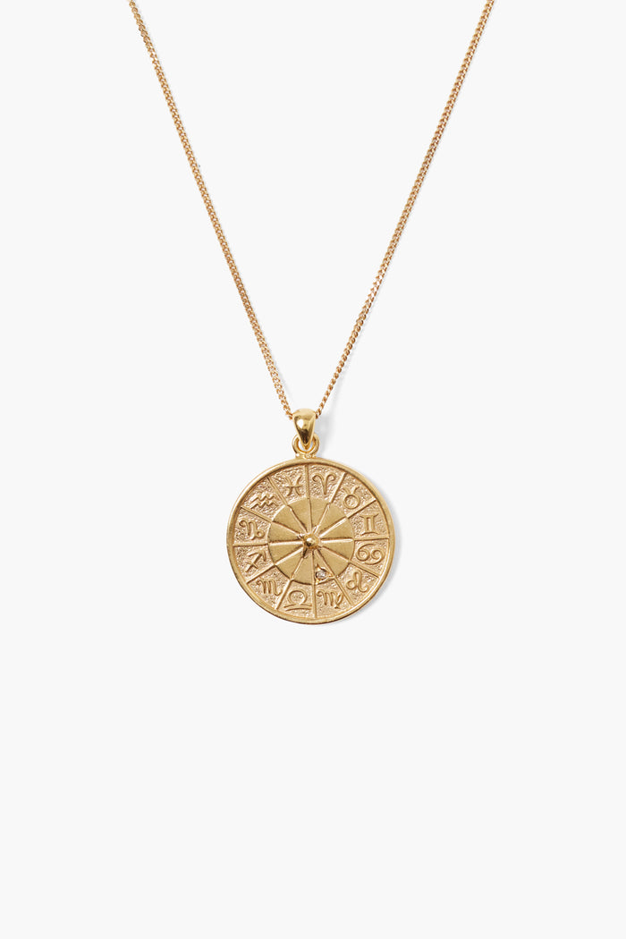 chan luu Custom Diamond Zodiac Coin Necklace Yellow Gold Necklaces