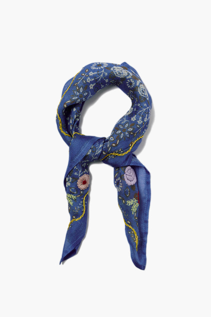Chan Luu Embroidered Floral Bandana Granada Sky Accessories