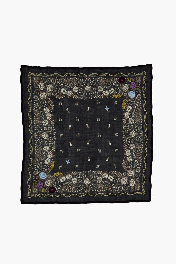 chan luu Embroidered Floral Bandana Jet Black Accessories