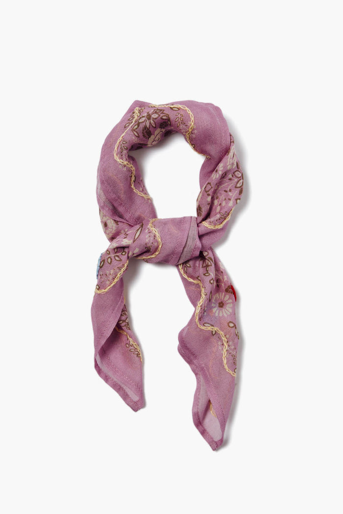 Chan Luu Embroidered Floral Bandana Pastel Lavender Accessories