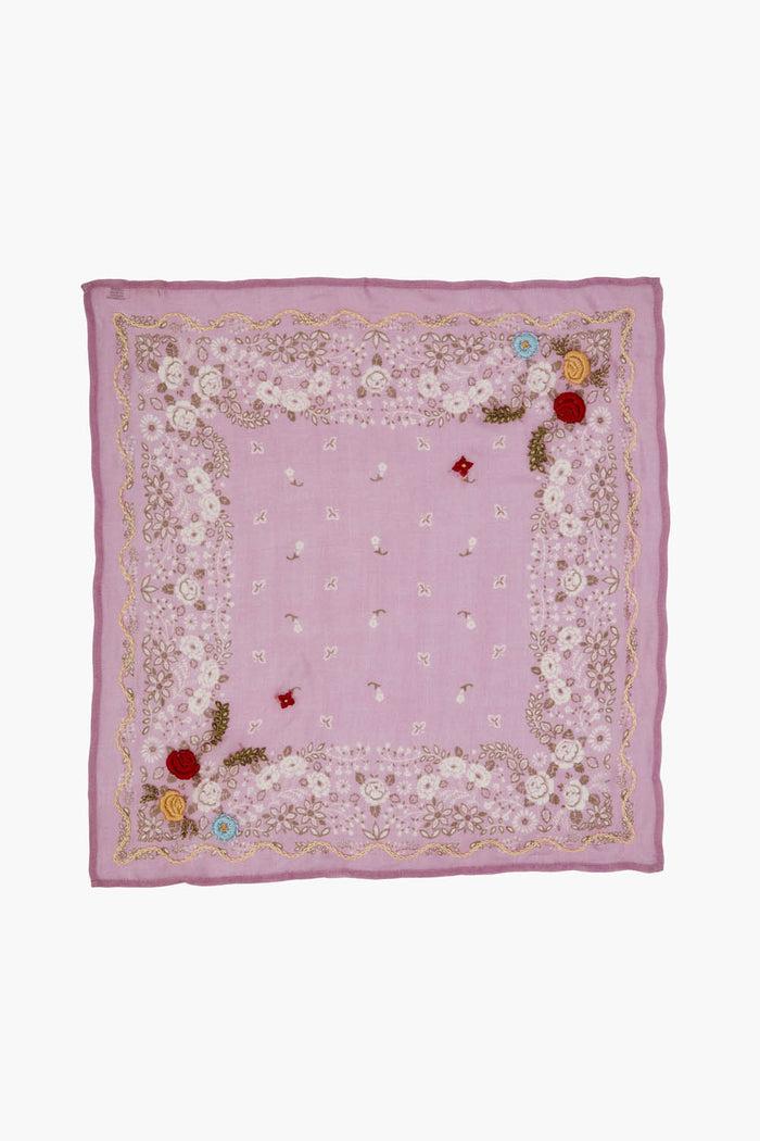 chan luu Embroidered Floral Bandana Pastel Lavender Accessories