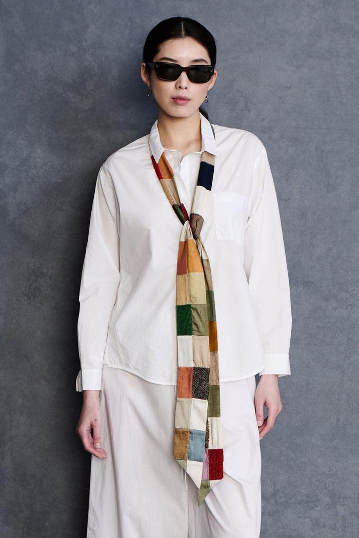 chan luu Exaggerated Silk Tie Scarf Patchwork Scarves