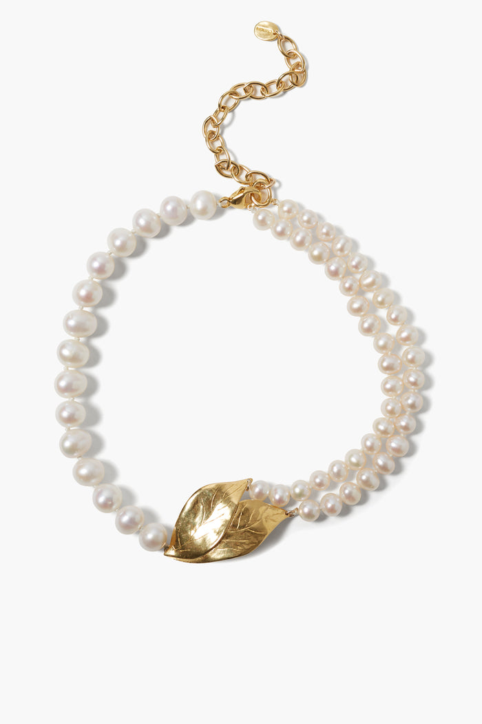 chan luu Falling Leaf Necklace White Pearl Necklaces
