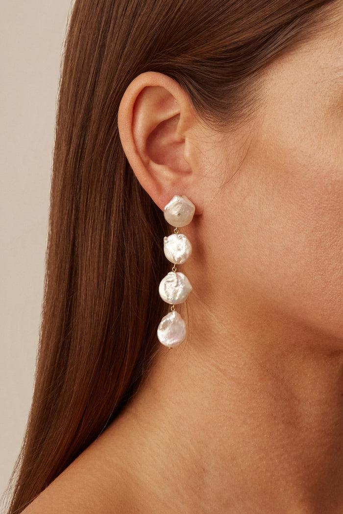 Chan Luu Four Tiered White Keshi Pearl Earrings Earrings
