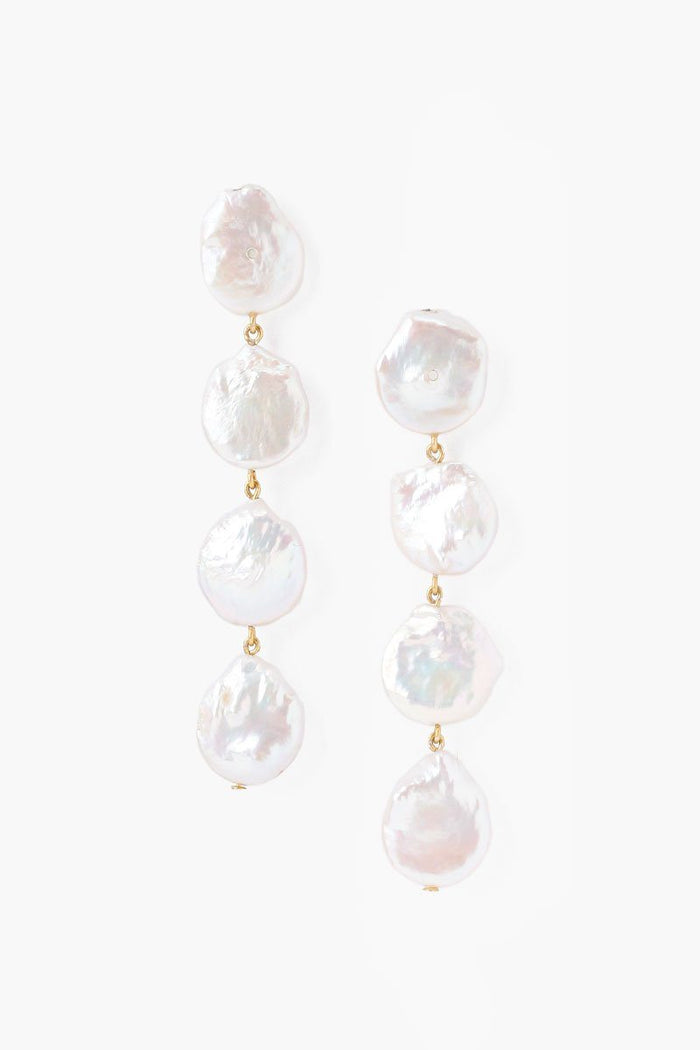 chan luu Four Tiered White Keshi Pearl Earrings Earrings