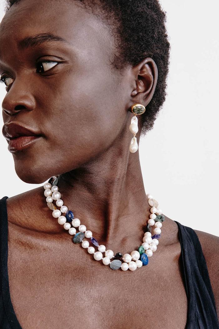 Chan Luu Georgette Drop Earrings White Pearl Earrings