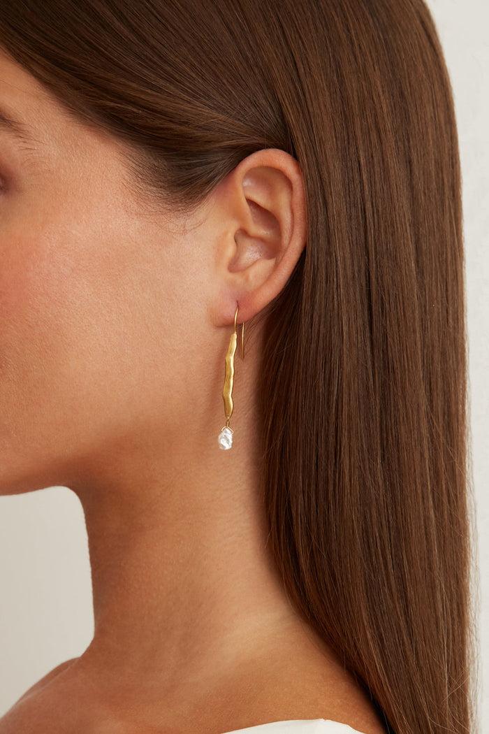 Chan Luu Gold Wave Pearl Drop Earrings White Earrings
