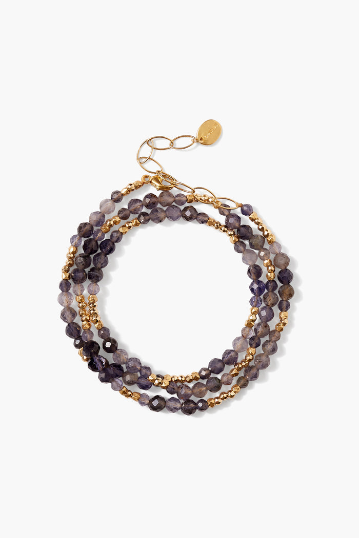 Chan Luu Granada Triple Naked Wrap Bracelet Iolite Gold Bracelets