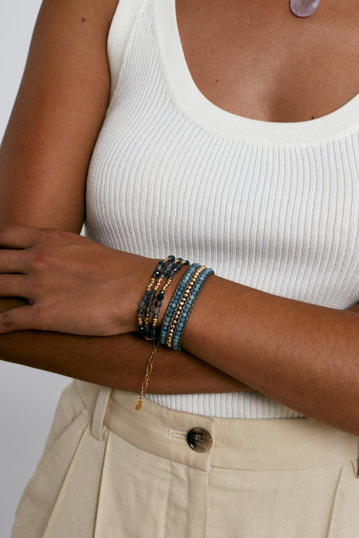 Chan Luu Granada Triple Naked Wrap Bracelet Iolite Gold Bracelets