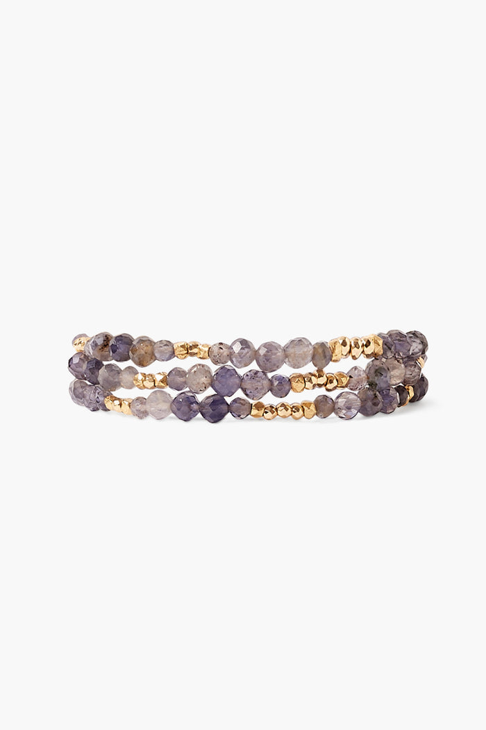 chan luu Granada Triple Naked Wrap Bracelet Iolite Gold Bracelets